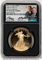 2021-W Type 2 Proof Gold Eagle 1 oz AR /David J Ryder Mint Director's Series NGC PF70 Ed Moy