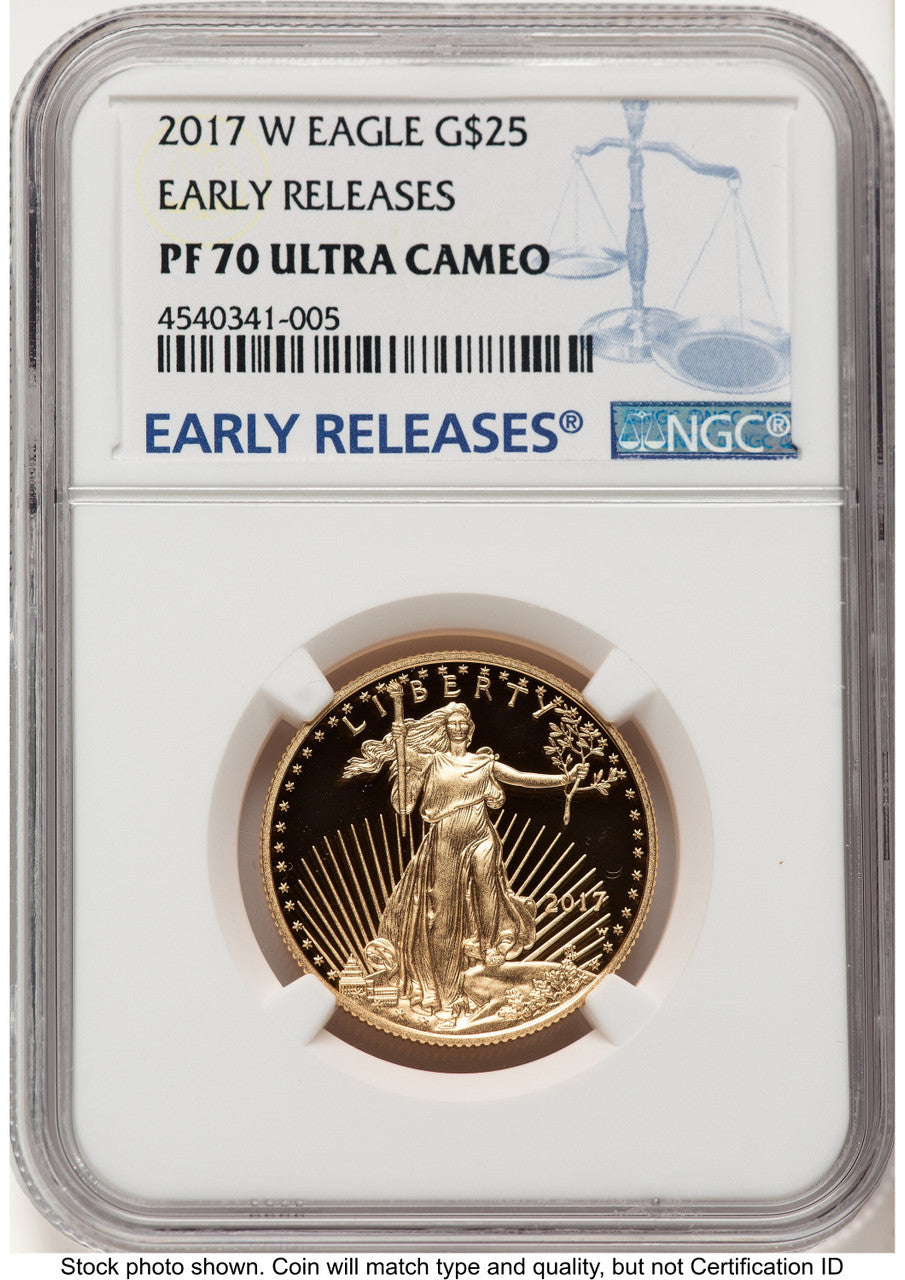 2017-W Proof Gold Eagle 1/2 oz ER Blue NGC PF70