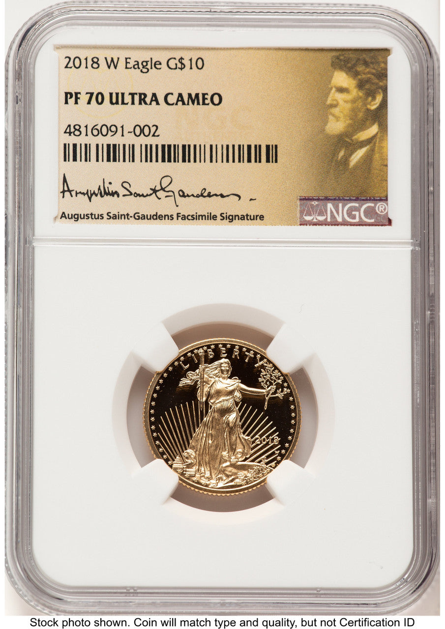 2018-W Proof Gold Eagle 1/4 oz Saint Gaudens Label NGC PF70