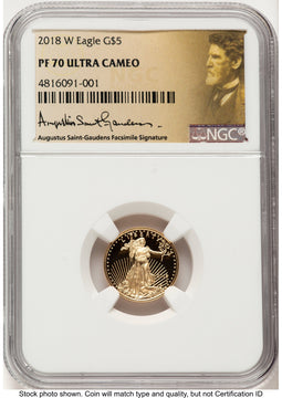 2018-W Proof Gold Eagle 1/10 oz Saint Gaudens Label NGC PF70
