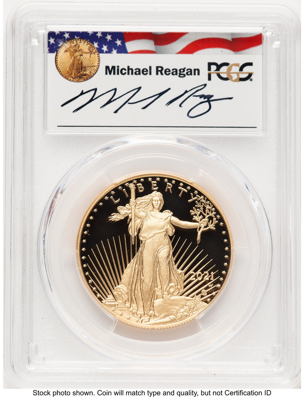 2021-W Type 2 Proof Gold Eagle 1 oz FDI Reagan Legacy Series Michael Reagan PCGS PR70