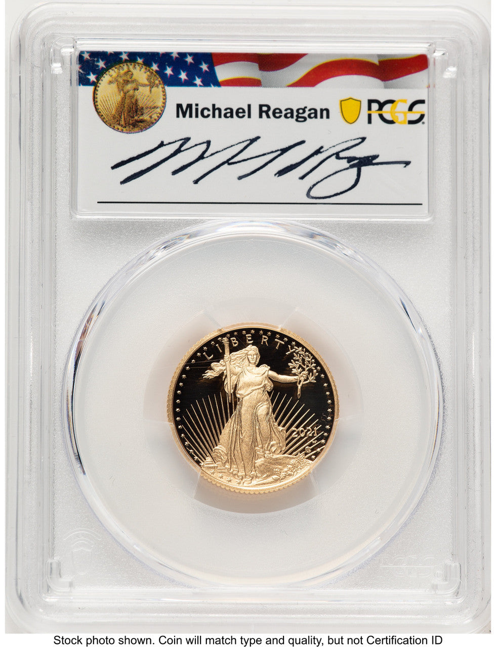 2021-W Type 2 Proof Gold Eagle 1/4 oz FDI Reagan Legacy Series Michael Reagan PCGS PR70