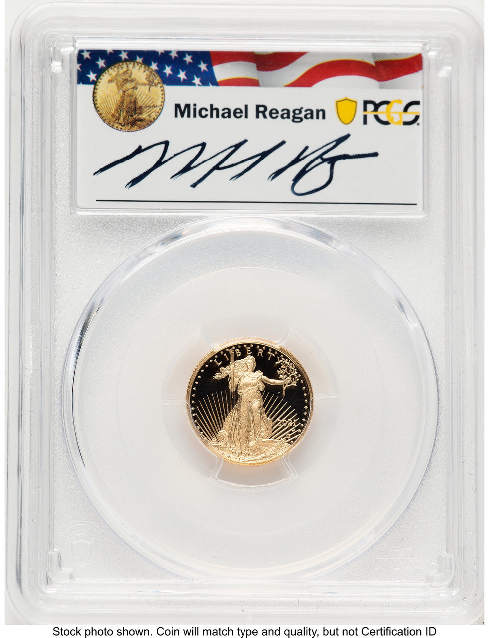 2021-W Type 2 Proof Gold Eagle 1/10 oz FDI Reagan Legacy Series Michael Reagan PCGS PR70 (783443020)