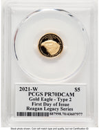 2021-W Type 2 Proof Gold Eagle 1/10 oz FDI Reagan Legacy Series Michael Reagan PCGS PR70 (783443020)