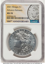 2021 6 Coin Morgan & Peace Dollar Set AR Morgan/Peace Label NGC MS70