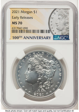 2021 6 Coin Morgan & Peace Dollar Set ER Morgan/Peace Label NGC MS70