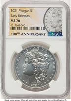 2021 6 Coin Morgan & Peace Dollar Set ER Morgan/Peace Label NGC MS70