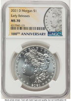 2021 6 Coin Morgan & Peace Dollar Set ER Morgan/Peace Label NGC MS70