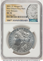 2021 6 Coin Morgan & Peace Dollar Set ER Morgan/Peace Label NGC MS70