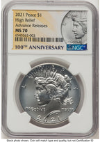 2021 6 Coin Morgan & Peace Dollar Set AR Morgan/Peace Label NGC MS70