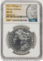 2021 6 Coin Morgan & Peace Dollar Set AR Morgan/Peace Label NGC MS70
