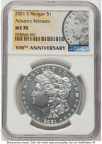 2021 6 Coin Morgan & Peace Dollar Set AR Morgan/Peace Label NGC MS70