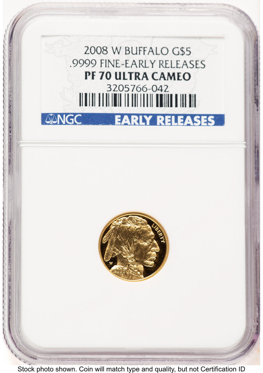 2008-W Proof Gold Buffalo 1/10 oz ER Blue NGC PF70 (783478002)