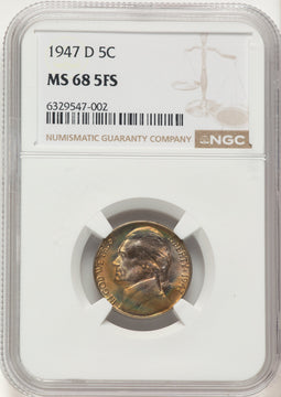 1947-D 5C FS Jefferson Nickel NGC MS68