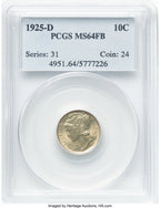 1925-D 10C FB Mercury Dime PCGS MS64