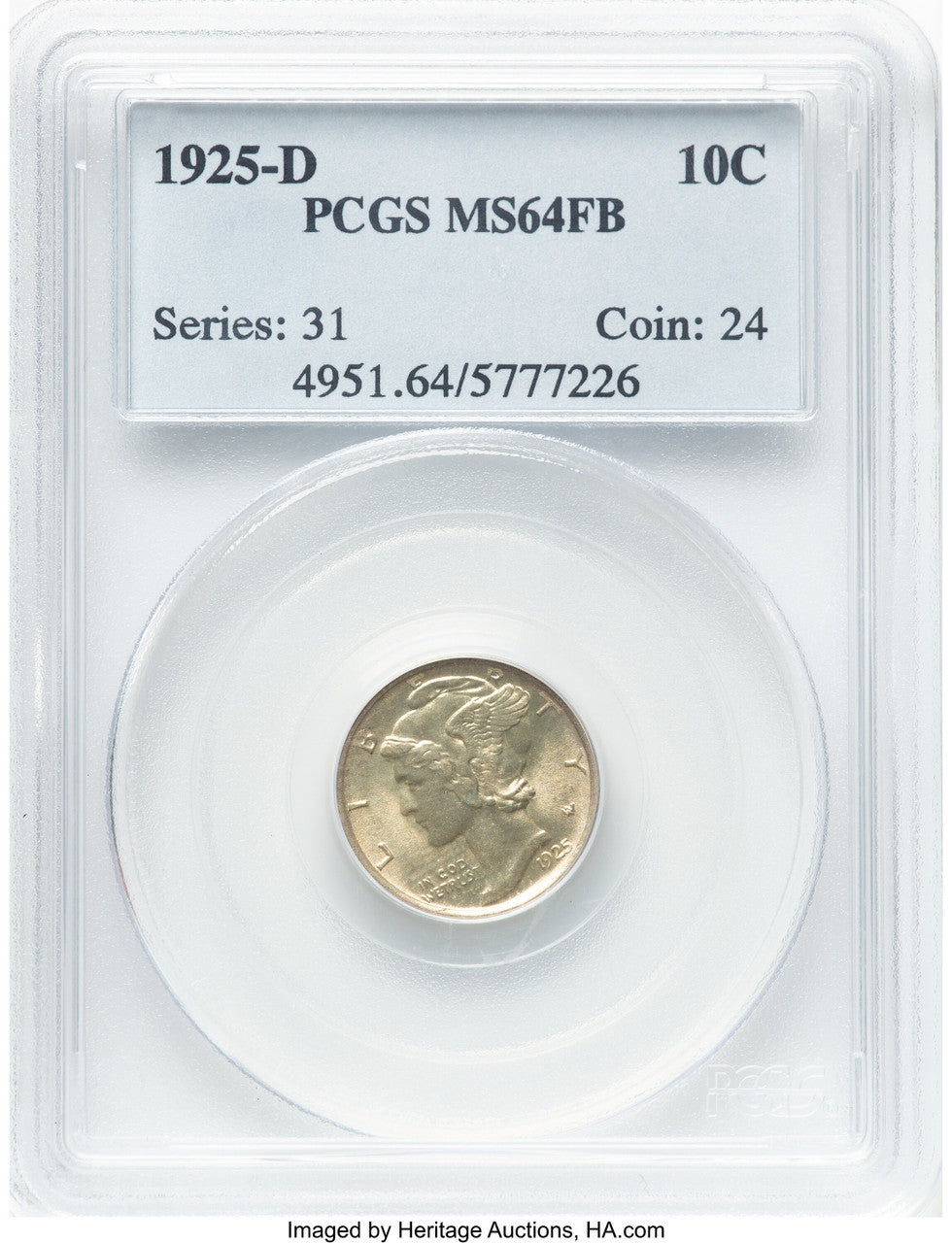 1925-D 10C FB Mercury Dime PCGS MS64