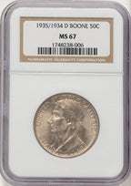 1935/34-D 50C Boone Commemorative Silver NGC MS67