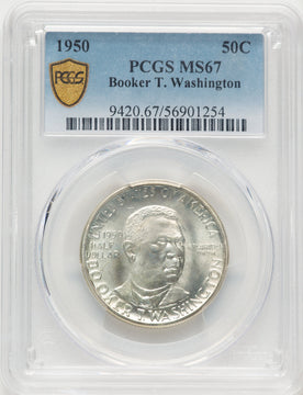 1950 50C Booker T. Washington Commemorative Silver PCGS MS67 (783489001)