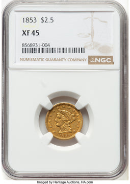 1853 $2.50 Liberty Quarter Eagle NGC XF45