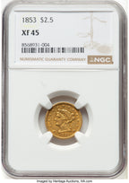 1853 $2.50 Liberty Quarter Eagle NGC XF45