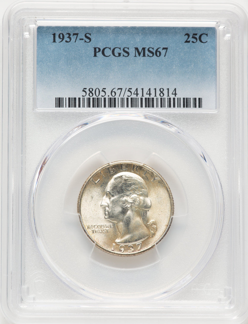 1937-S 25C Washington Quarter PCGS MS67 (783496009)