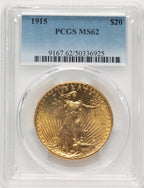 1915 $20 Saint-Gaudens Double Eagle PCGS MS62