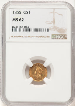 1855 G$1 Type Two Gold Dollar NGC MS62 (783559004)