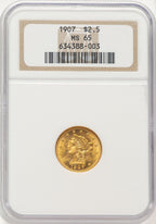 1907 $2.50 Liberty Quarter Eagle NGC MS65