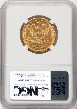 1880-CC $10 Brown Label Liberty Eagle NGC AU58