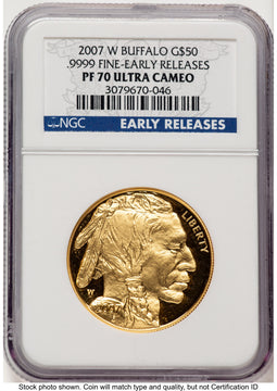 2007-W Proof Gold Buffalo 1 oz ER Blue NGC PF70