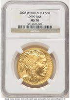 2008-W Burnished Gold Buffalo 1 oz Brown Label NGC MS70