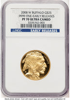 2008-W Proof Gold Buffalo 1/2 oz ER Blue NGC PF70 (783566004)