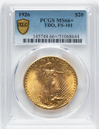 1926 $20 Tripled Die Obverse FS-101 Saint-Gaudens Double Eagle PCGS MS66+