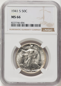 1941-S 50C Walking Liberty Half Dollar NGC MS66 (783573011)