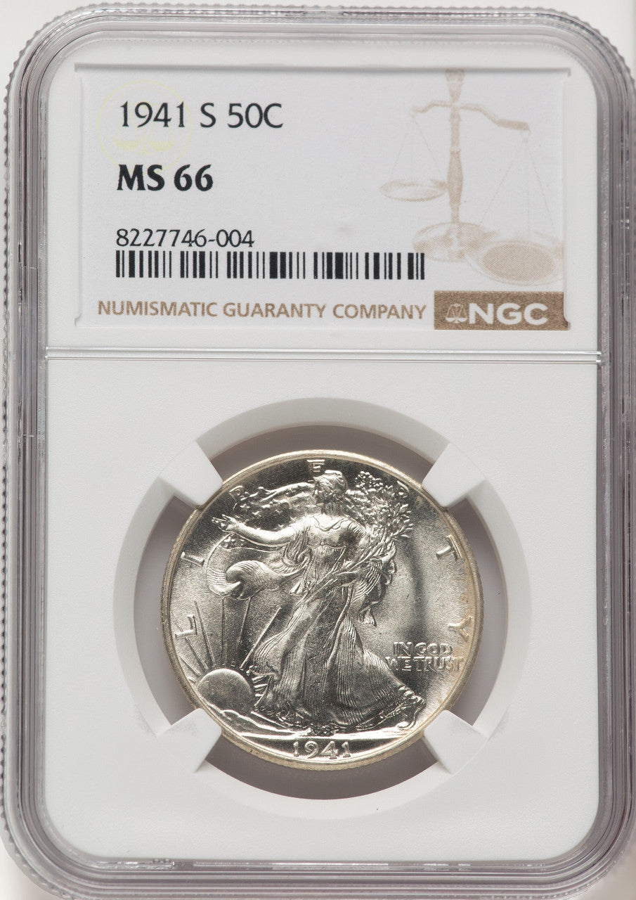 1941-S 50C Walking Liberty Half Dollar NGC MS66 (783573011)