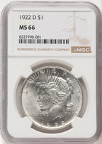 1922-D Peace Dollar NGC MS66 (783573027)