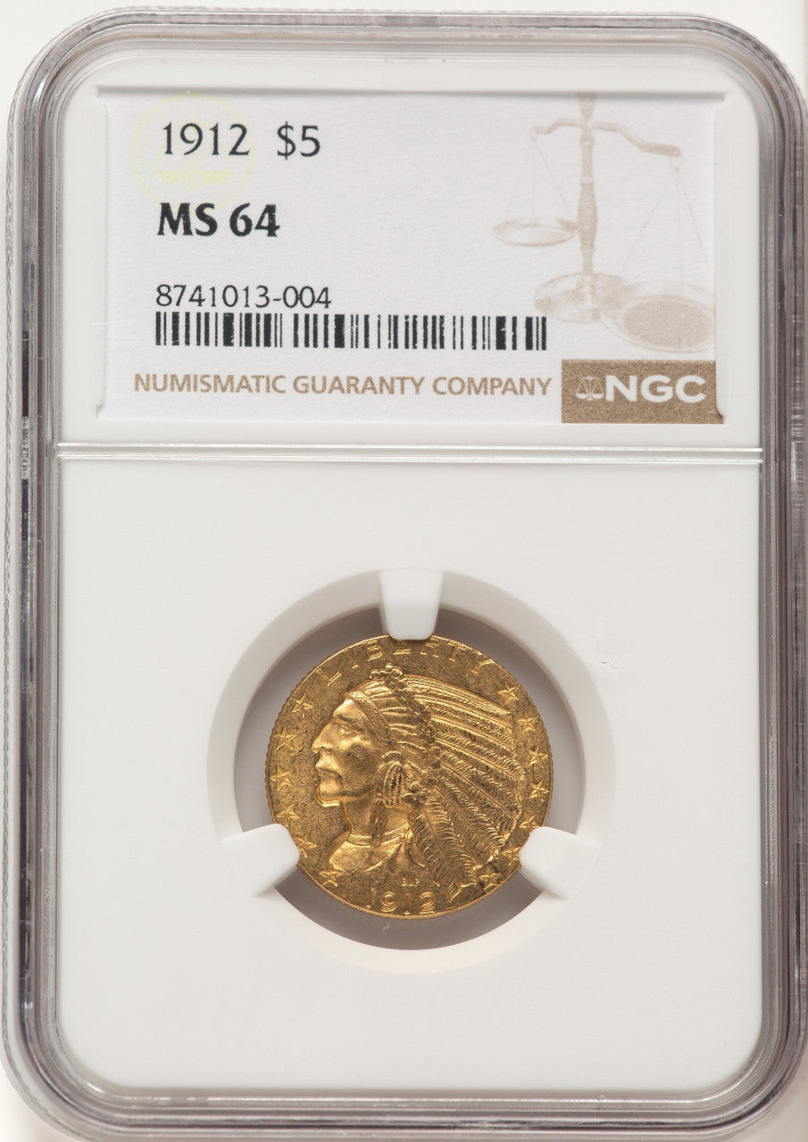 1912 $5 Brown Label Indian Half Eagle NGC MS64 (783605005)