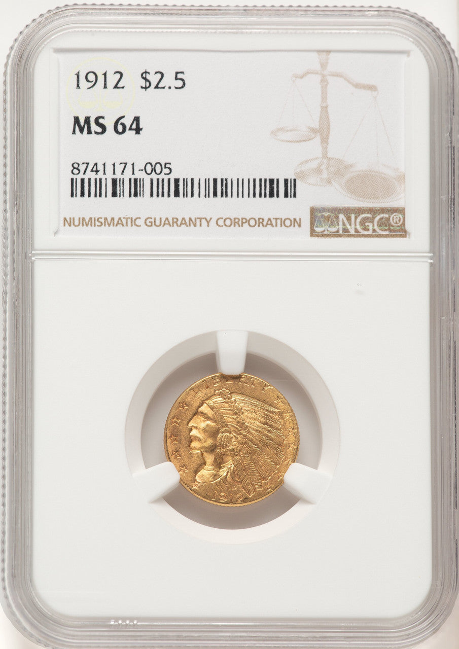 1912 $2.50 Brown Label Indian Quarter Eagle NGC MS64