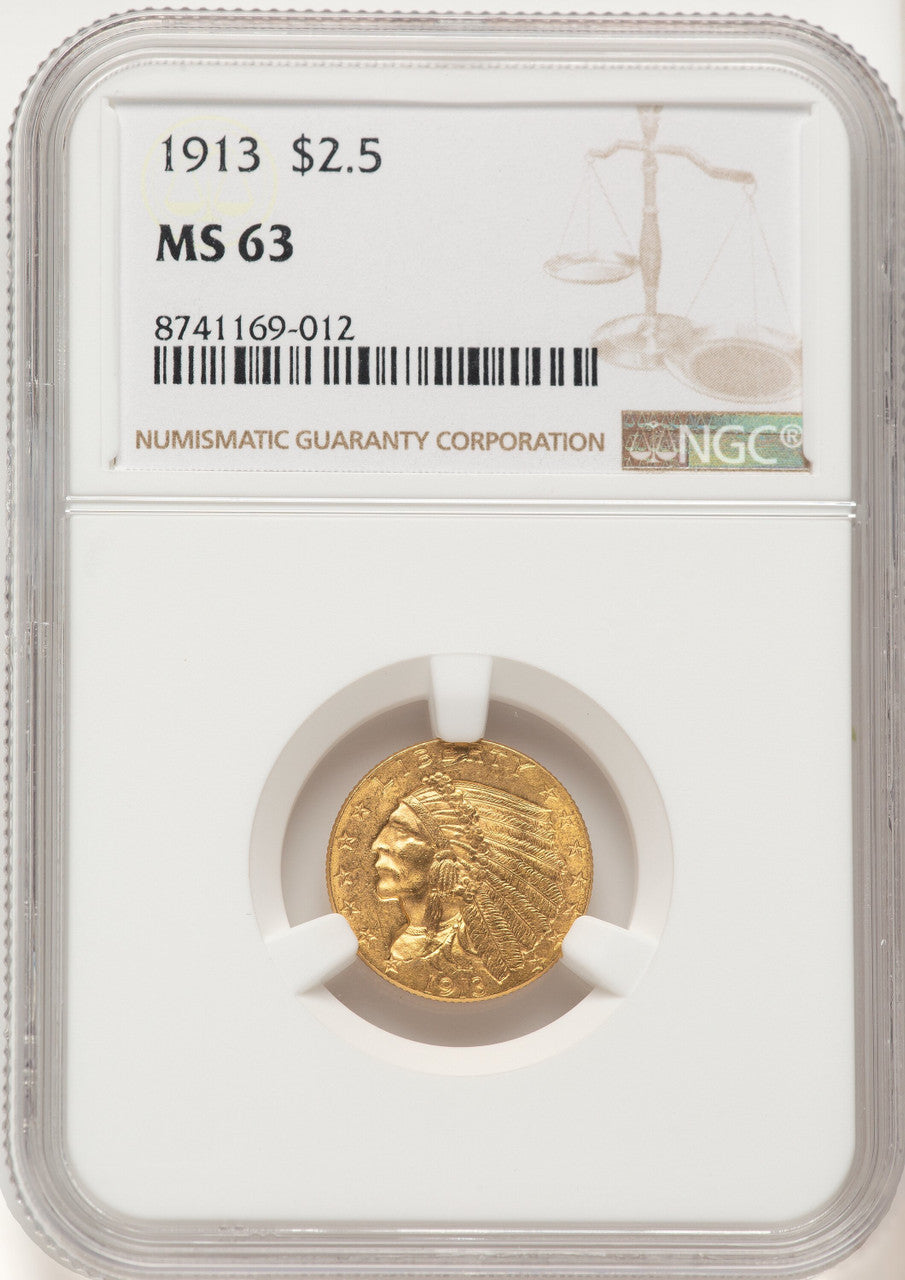 1913 $2.50 Brown Label Indian Quarter Eagle NGC MS63