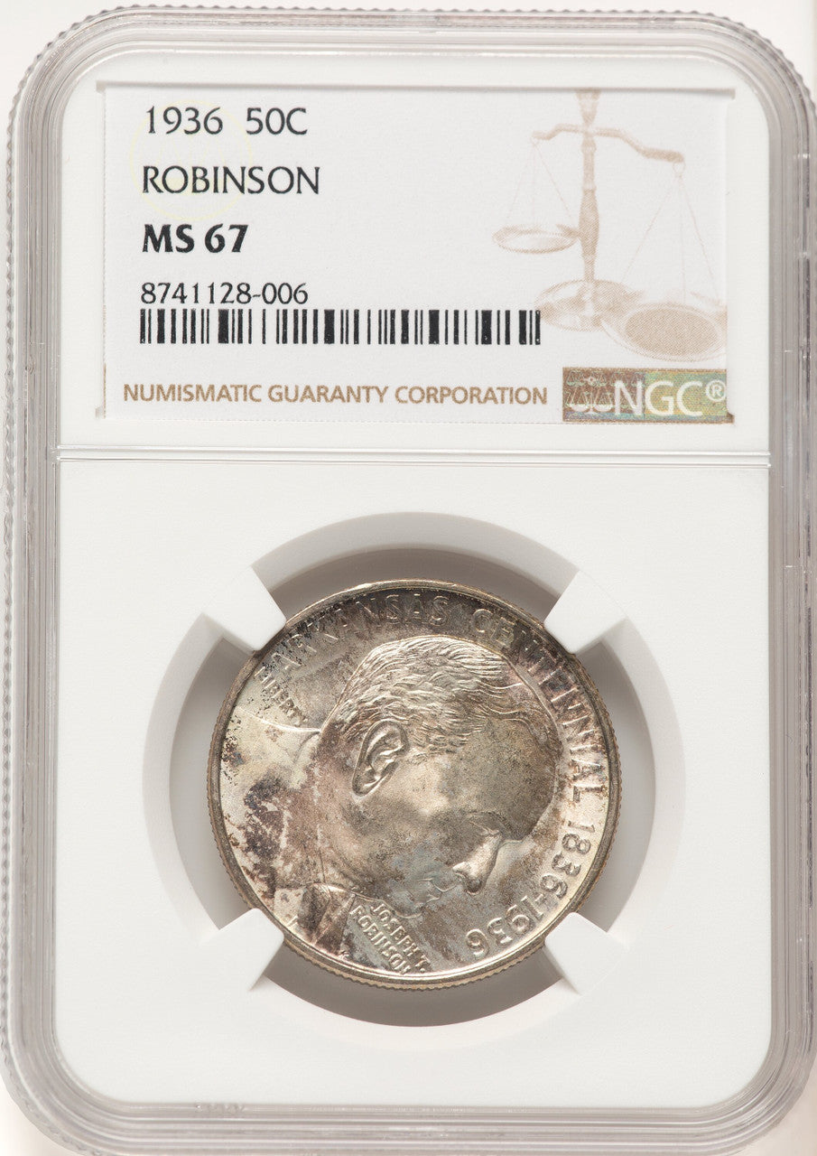 1936 50C Robinson Brown Label Commemorative Silver NGC MS67