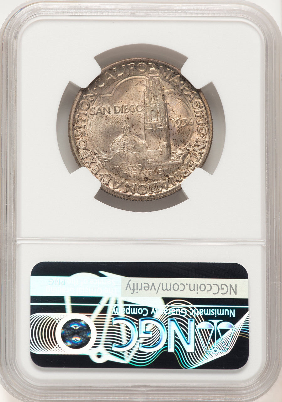 1936-D 50C San Diego Brown Label Commemorative Silver NGC MS67