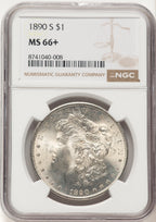 1890-S Brown Label Morgan Dollar NGC MS66+