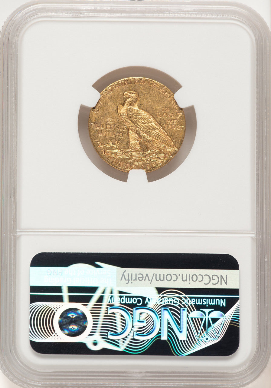 1910-S $5 Brown Label Indian Half Eagle NGC MS62