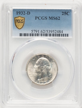1932-D 25C Washington Quarter PCGS MS62 (783704003)