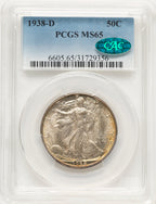 1938-D 50C CAC Walking Liberty Half Dollar PCGS MS65
