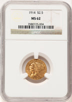 1914 $2.50 Indian Quarter Eagle NGC MS62 (783704027)