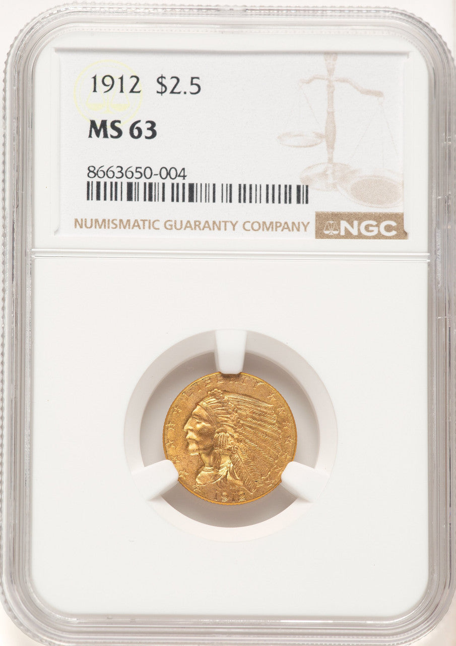 1912 $2.50 Indian Quarter Eagle NGC MS63 (783706008)
