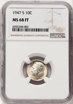 1947-S 10C FB Roosevelt Dime NGC MS68 (783712002)
