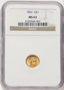 1852 G$1 Gold Dollar NGC MS63 (783713010)