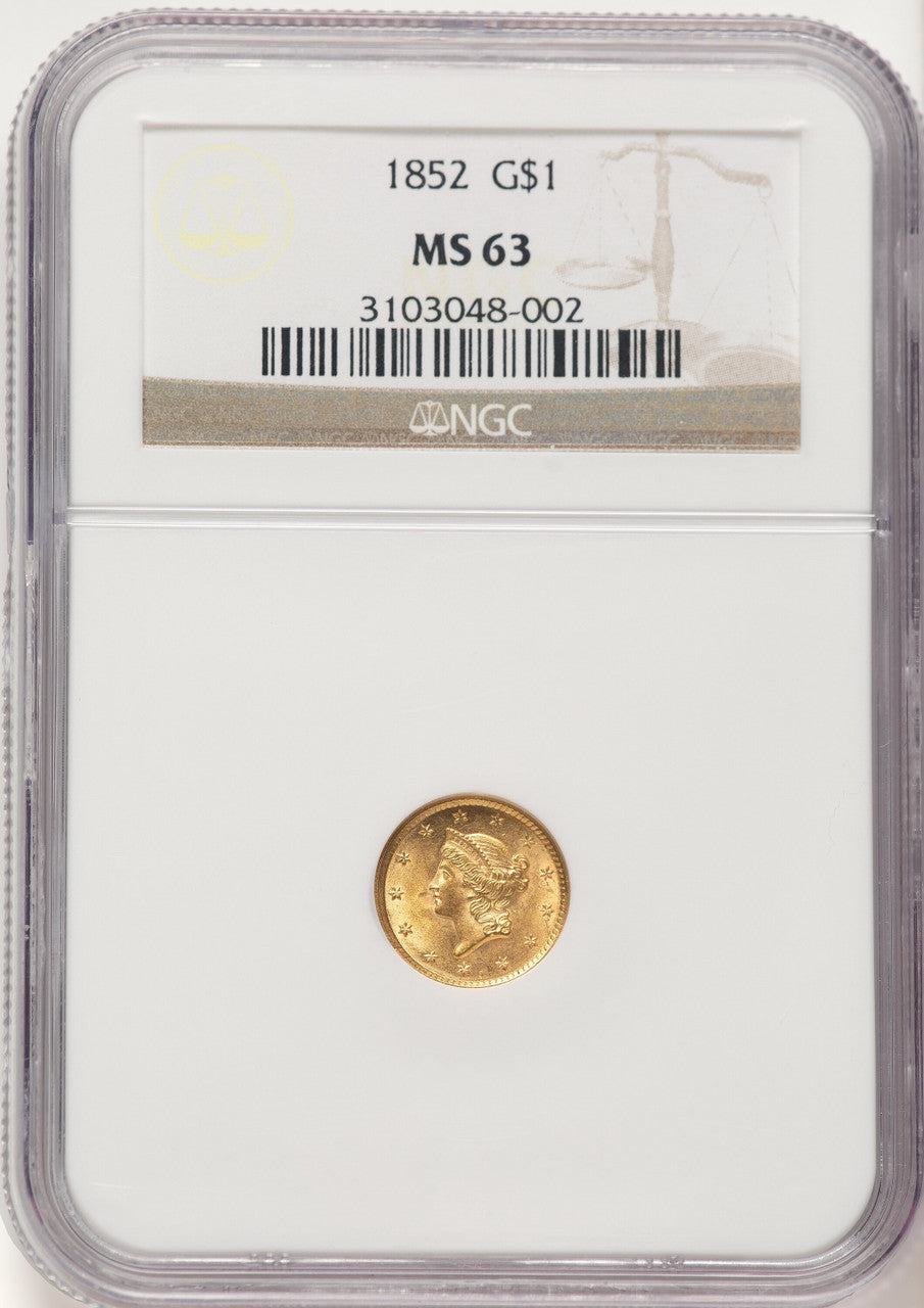 1852 G$1 Gold Dollar NGC MS63 (783713010)